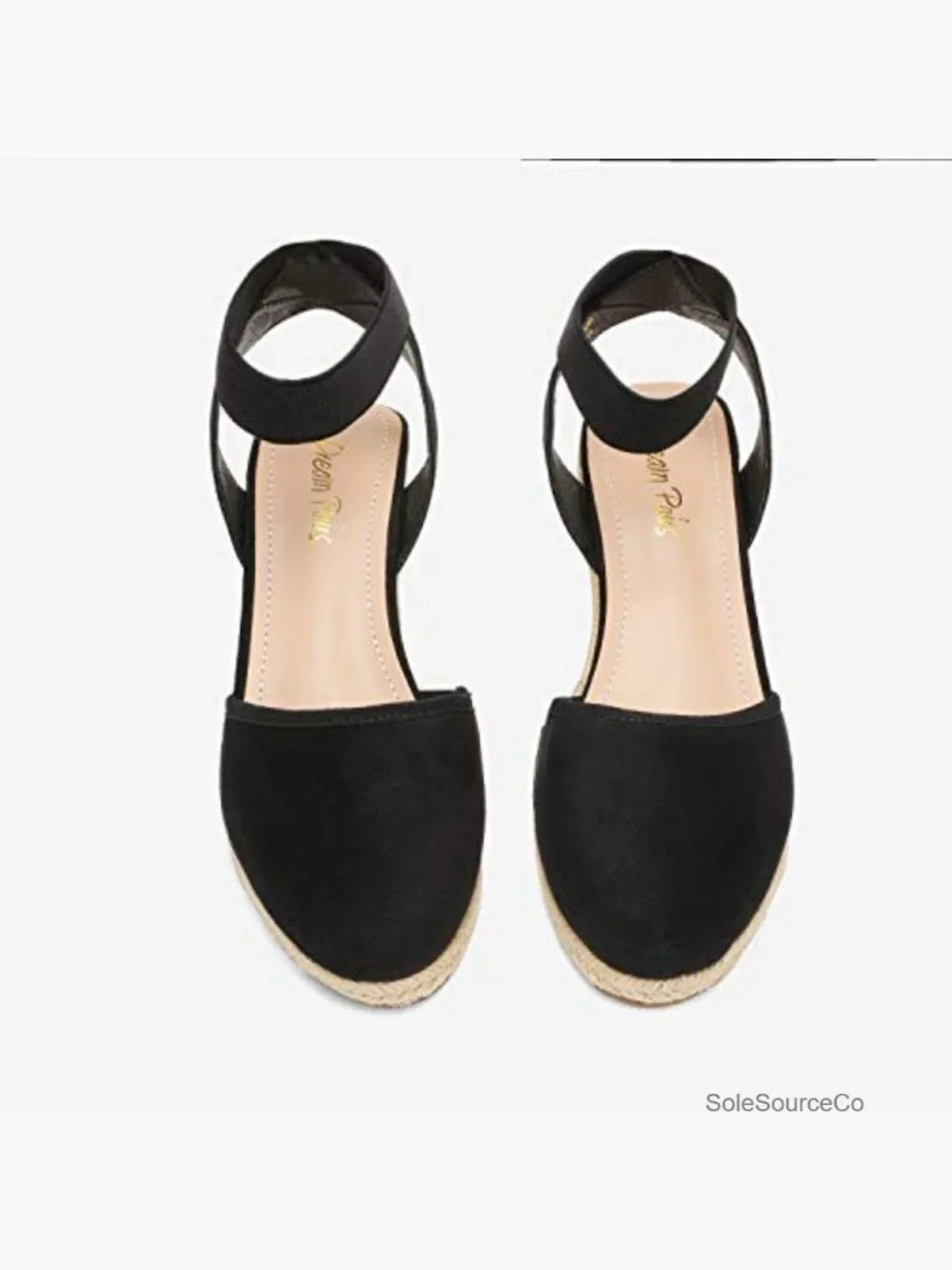 Elastic Ankle Strap Espadrilles Wedge Sandals Closed Toe Lightweight